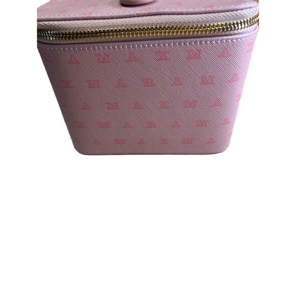 Max Mara Pink Monogram Pattern Vanity Case With Top Handle Zip Closure VIP Gift - Picture 7 of 11